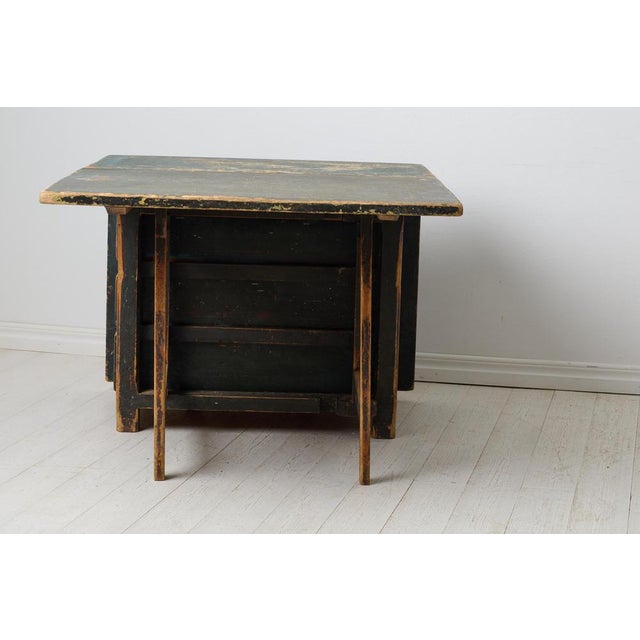 Swedish Folk Art Drop-Leaf Dining Table with Drawers and Rustic Paint For Sale - Image 11 of 15