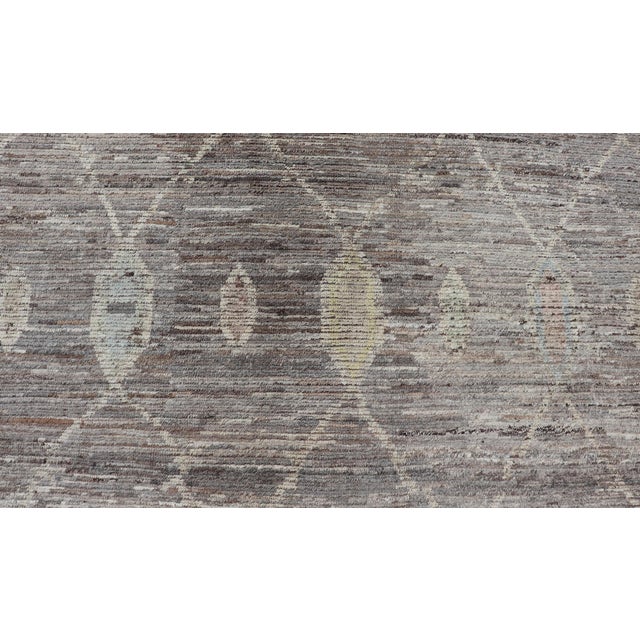 Modern Afghan Tribal Rug in Wool With Sub-Geometric Design in Multicolor 13'6 X 19'5 For Sale - Image 10 of 12