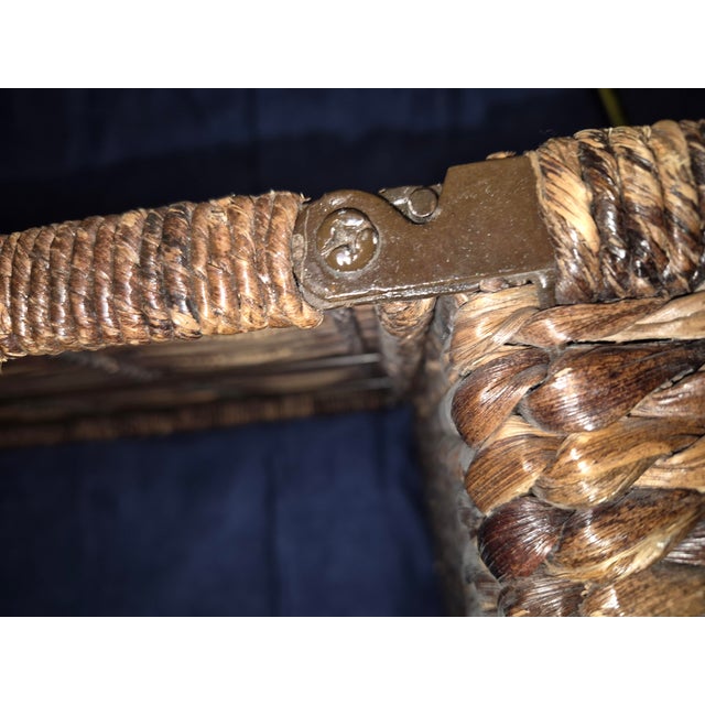 Scorched Bamboo & Woven Hyacinth Serving Tray For Sale - Image 4 of 9