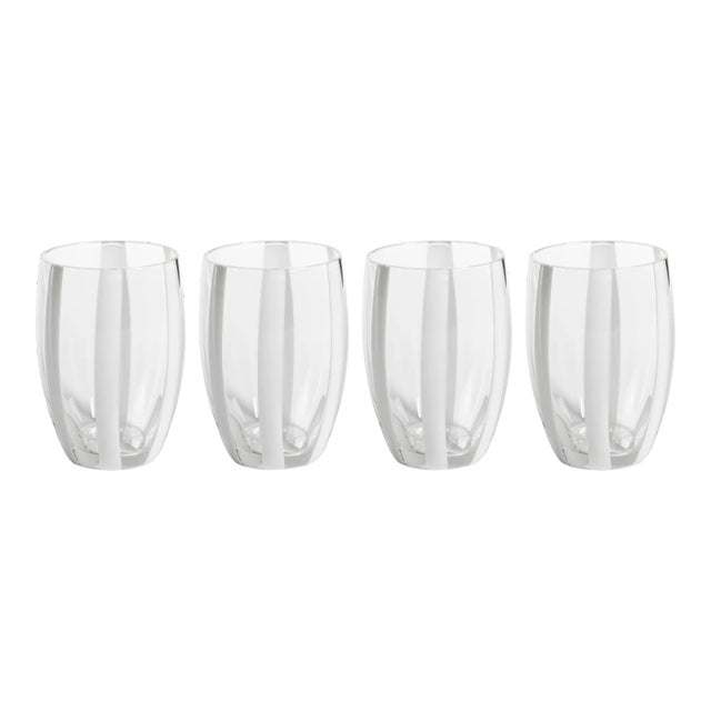 Pesaro Stripe Glasses - Clear, Set of 4 For Sale