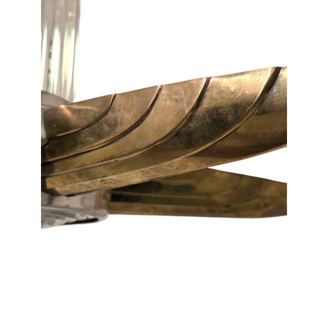 Early 20th Century Early 20th Century Petitot Signed Bronze, Nickel, Aluminum, Glass Five Arm Skyscraper Chandelier For Sale - Image 5 of 18