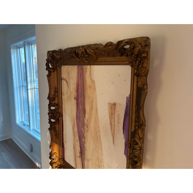 Contemporary "Lavender Latte" Abstract Painting in Antique Frame, Transitional Original Art by JTS For Sale - Image 3 of 11