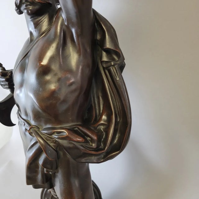 Bronze Victorian Elkington & Co. 32" Bronze Warrior King Statue Sculpture, C. 1860–1880 For Sale - Image 8 of 18