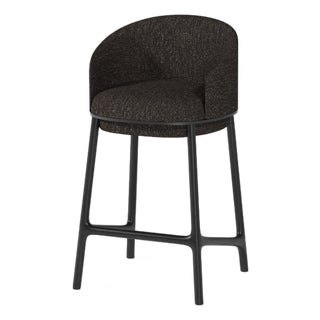 Modern Soft Stool in Black Fabric and Black Wood by Javier Gomez For Sale