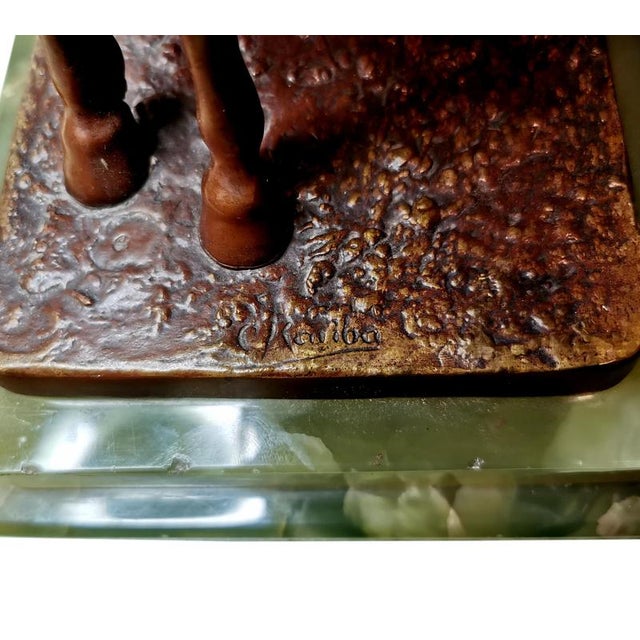 Gold Viennese Bronze Parsifal with Horse on Onyx Base attributed to Carl Kauba, 1900s For Sale - Image 8 of 12