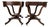 Vintage Eclectic Mahogany Curule-Base Side Tables With Brass Inlay – Pair For Sale