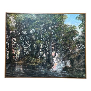 1990’s Original Impressionist Forest Stream Landscape Painting For Sale