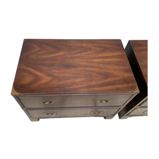 Heritage Mid 20th Century Campaign Chest of Drawers (Set of 2) For Sale In Philadelphia - Image 6 of 9