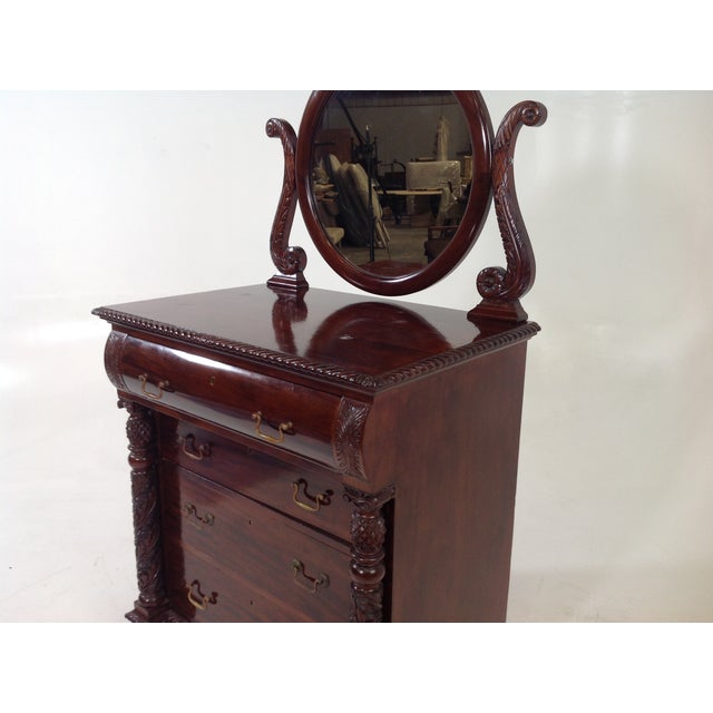 Antique Empire Highly Carved Dresser With Mirror Chairish