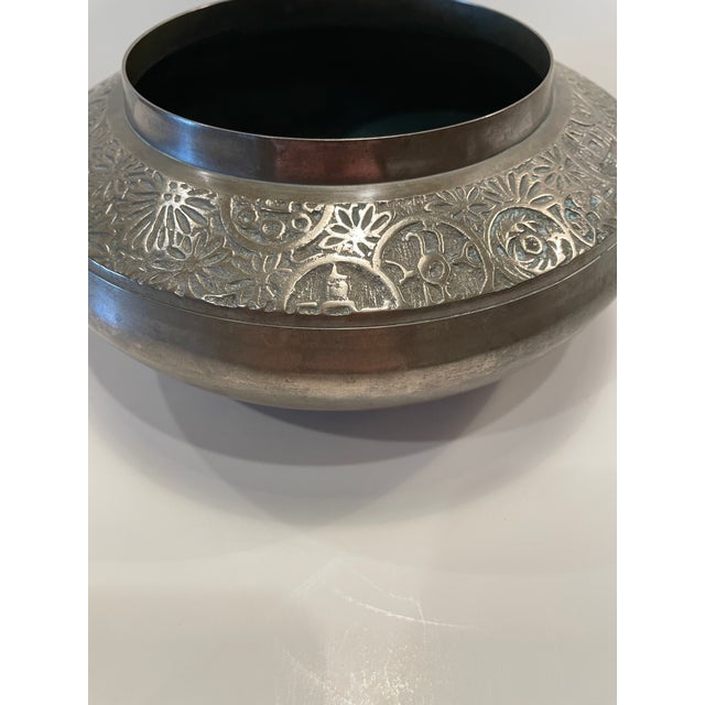 Antique Chinese Heavy Metal Bowl For Sale - Image 4 of 5