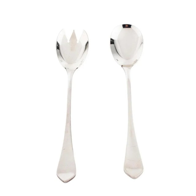 Serve your salad in style with these ERCUIS France Citeaux silverplated salad servers Some discoloration - please see...