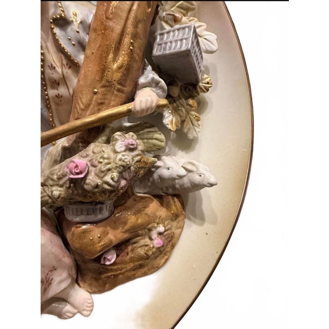 Mid 20th Century Mid-Century Ardalt 3d Relief Porcelain Courting Couple Wall Plate For Sale - Image 5 of 6