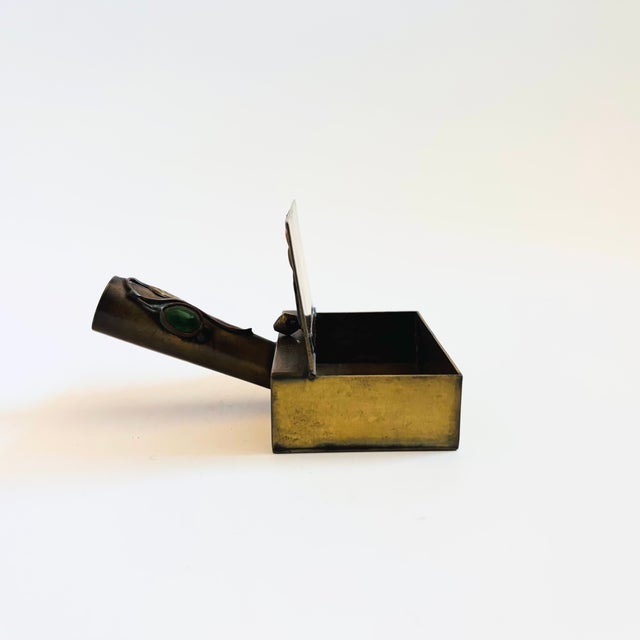 Brass Cloisonne Brass Box With Handle For Sale - Image 8 of 11