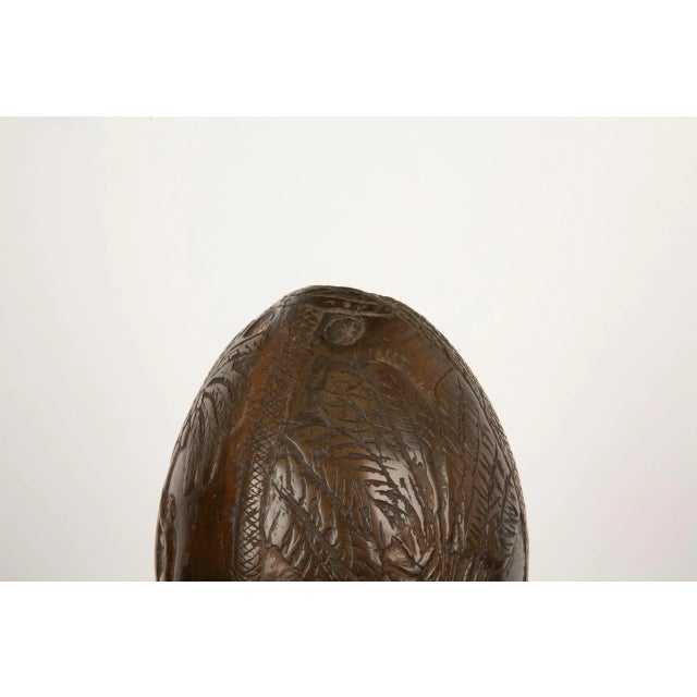19th-Century French Colonial Carved Coconut Flask For Sale - Image 10 of 12