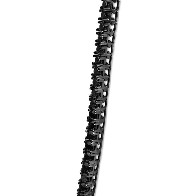 Haus of Brilliance Men's Sterling Silver Black Onyx Tennis Necklace For Sale - Image 4 of 5