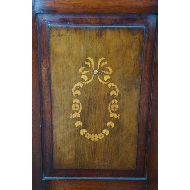 Antique Edwardian Neoclassical Style Mahogany Fruitwood Inlaid Bed Frame For Sale - Image 15 of 18