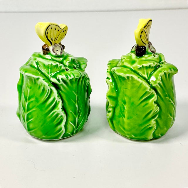 1970s Vintage Boho Chic Hollywood Regency Lettuce Leaf Salt & Pepper Shakers - A Pair. For Sale - Image 10 of 11