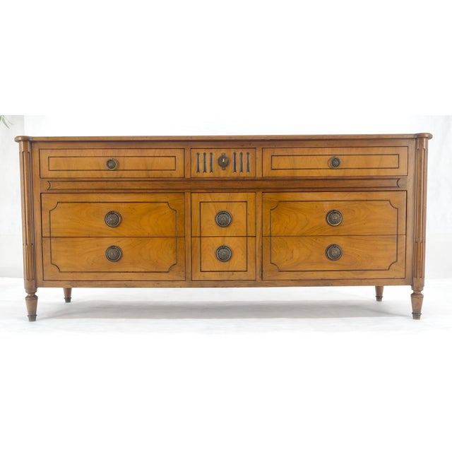 Baker Fruitwood 72" Long 9 Drawers Dresser Credenza Cabinet MINT! For Sale - Image 11 of 18