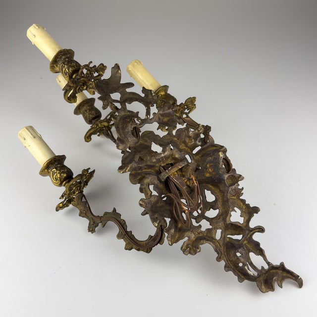Metal Vintage Italian Bronze Wall Sconce, Italy, 1930s For Sale - Image 7 of 18