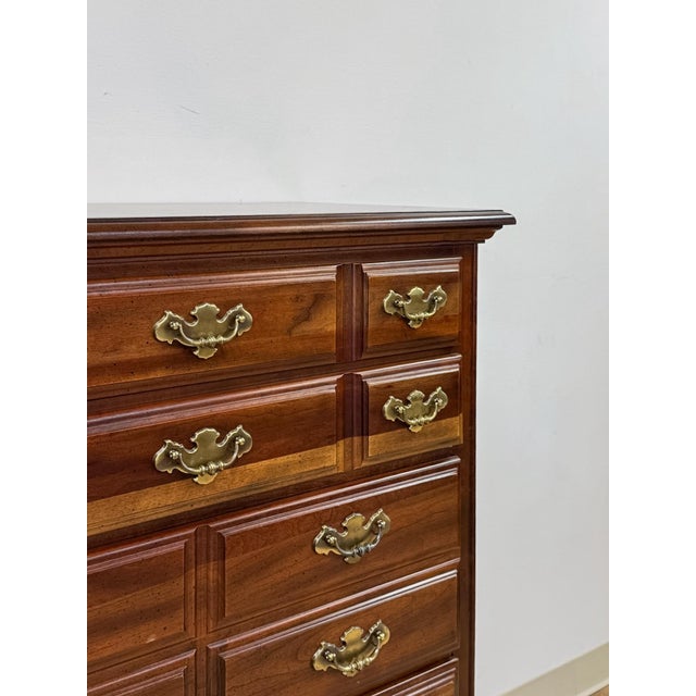 Mid 20th Century Vintage Tallboy Dresser American Drew Five Drawer Highboy Bedroom Chest For Sale - Image 5 of 18