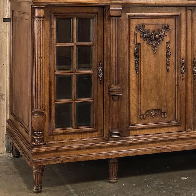 19th Century French Louis XVI Marble Top Walnut Display Buffet For Sale - Image 9 of 13