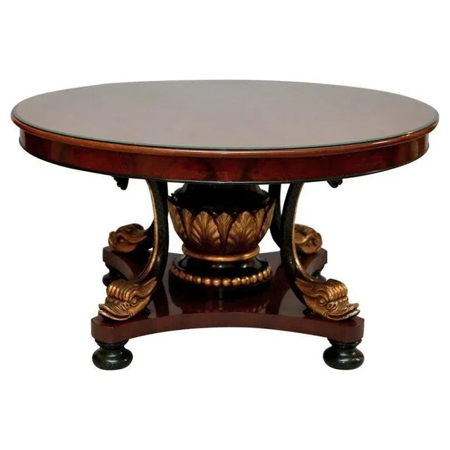 19th Century Mahogany Center Table with Finely Carved Gilt Dolphin Base For Sale In Boston - Image 6 of 6