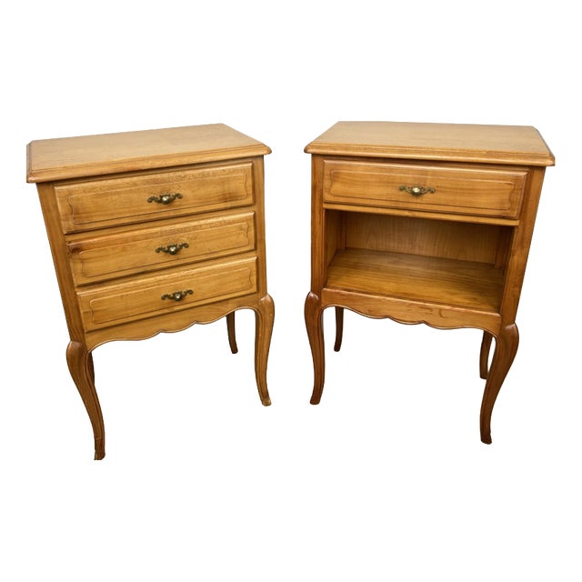 French Bedside Tables in Wood, Set of 2 For Sale