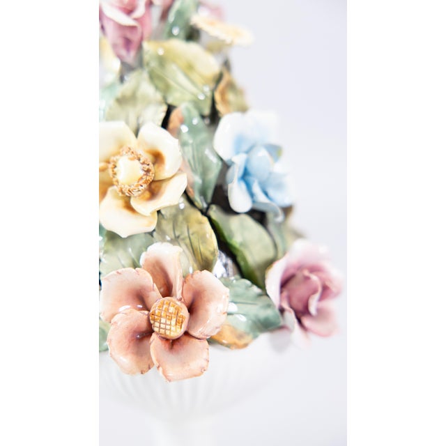 Vintage Italian Majolica Floral Roses Topiary For Sale - Image 9 of 11