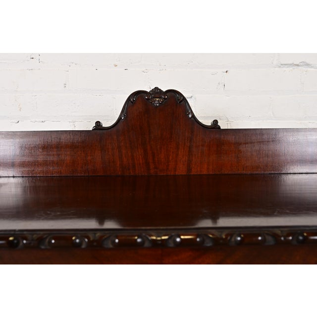 Wood Berkey & Gay Style Antique Chippendale Carved Mahogany Bookcase Cabinet, Circa 1920s For Sale - Image 7 of 14