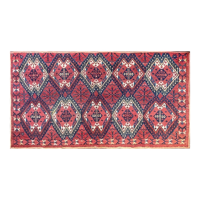 Antique Yomud Turkoman Rug Fragment as Is, 3' X 5'6" For Sale