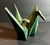 Vintage cast iron Japanese origami crane incense censor. Lid in center for incense. Beautiful green patina. Great quality...