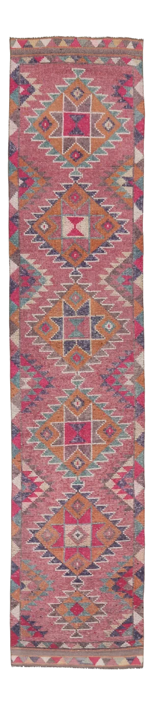 Vintage Turkish Hand-Knotted Tribal Runner