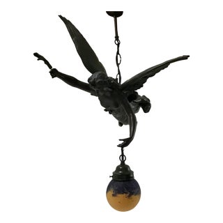 Art Nouveau Deco Style Lady Pendant Chandelier Swag Last Markdown ! For Sale