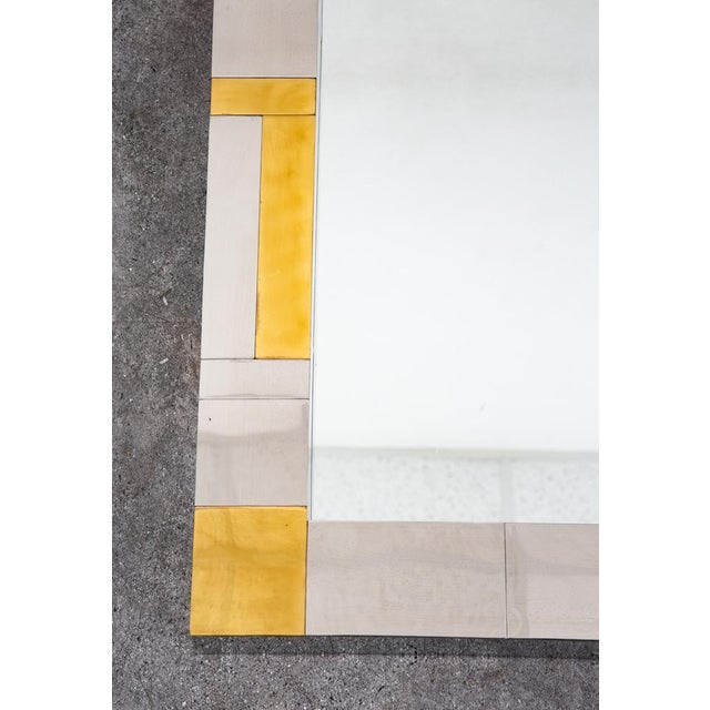 Mid Century Modern Mirror Wall Art Chrome Brass Gold Paul Evans Cityscape Square For Sale - Image 9 of 12
