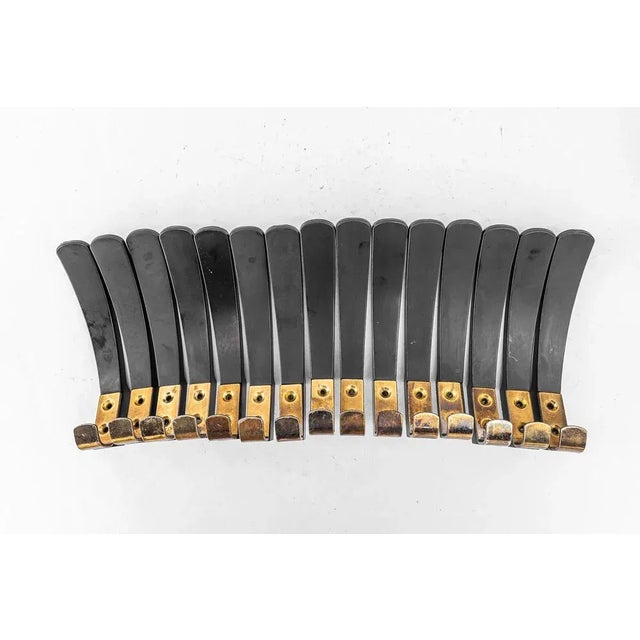 Mid-Century Modern Bakelite and Brass Wall Hooks, Vienna, 1950s, Set of 15 For Sale - Image 3 of 7