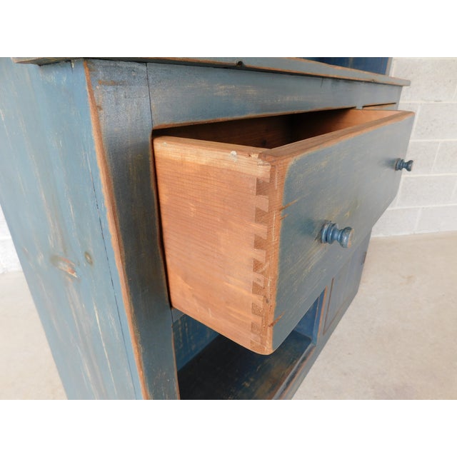 Late 20th Century Primitive Shaker Style Paint Distressed Step Back Cabinet by Ezra G Tiffin Ohio For Sale - Image 5 of 18