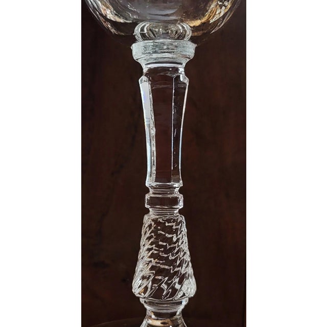 Mid 20th Century Vintage 20th C Etched Wine & Water Crystal Goblet Glasses - Set of 12 For Sale - Image 5 of 10
