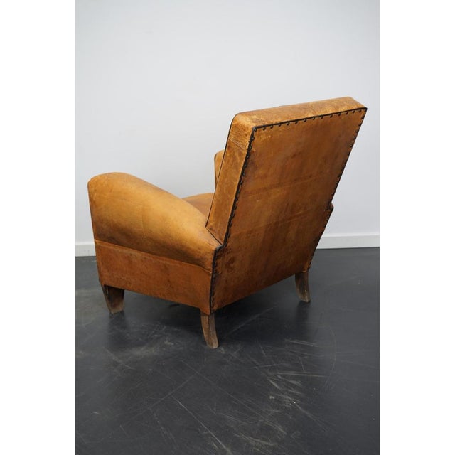 Vintage French Cognac-Colored Leather Club Chair, 1940s For Sale - Image 11 of 16