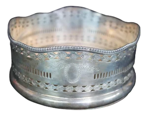 Antique English Georgian Reticulated Pierced Serpentine Wine Bottle Coaster
