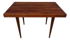 Vintage Small Slatted Bench on Tapered Legs by Mel Smilow