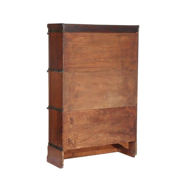 Antique Arts & Crafts Oak 3 Stack Barrister Bookcase Circa 1920 For Sale - Image 9 of 9