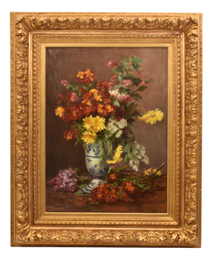 Eugénie Claire Gruyer Brielman, Daisies and Lilac Flowers, Oil on Canvas, 19th Century