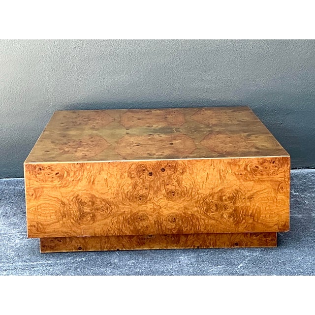Vintage Book Matched Burl Wood Coffee Table For Sale - Image 9 of 12