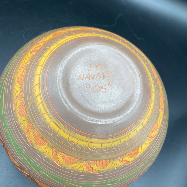 Ceramic Vintage Navajo Incised Lidded Pot For Sale - Image 7 of 9
