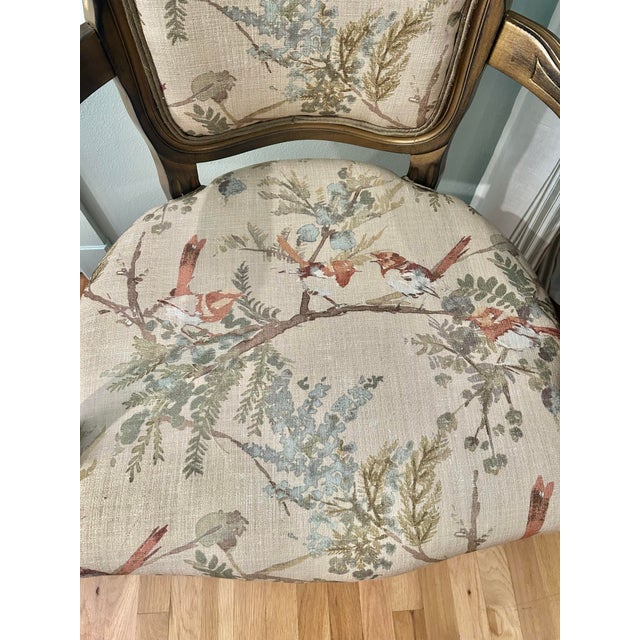 Late 20th Century Italian Louis XV Style Armchair With Carved Wood Polychrome Finish and Custom Upholstery For Sale - Image 11 of 15