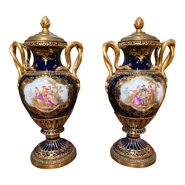 Late 19th Century Antique Attributed to Meissen Porcelain Snake Vases- a Pair For Sale