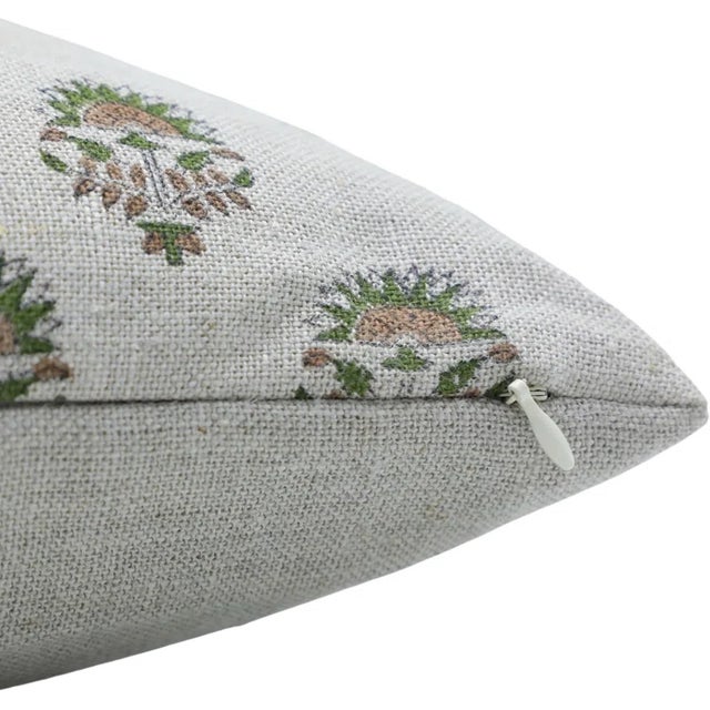 Art Deco Fabdivine Indian Block Print Cushion Cover 18x18 Inch Thick Linen-Indarjeet For Sale - Image 3 of 4