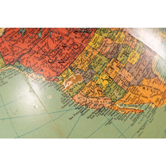 Mid 20th Century Mid 20th Century Replogle Library Globe on Carved Oak Pedestal Stand For Sale - Image 5 of 8