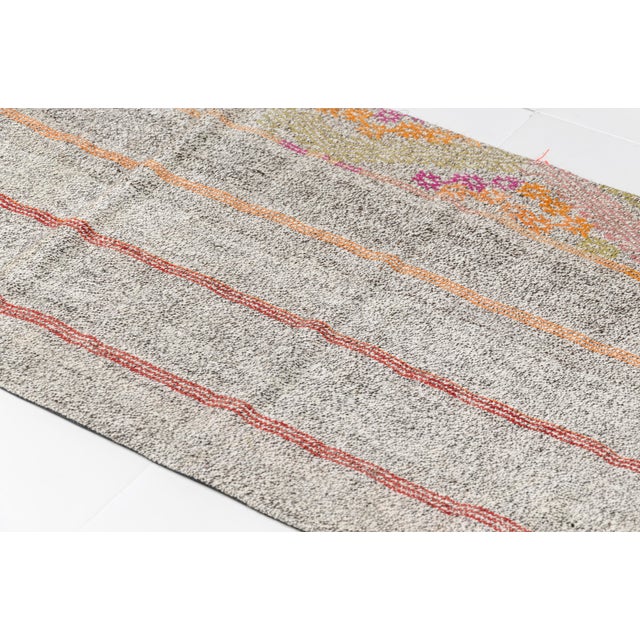 Nautral Vintage Wool Kilim Runner For Sale - Image 9 of 9