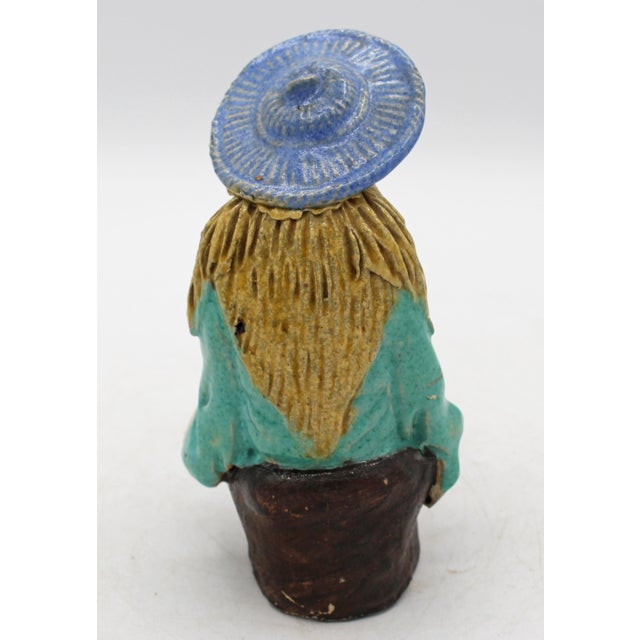 Chinese C. 1891-1911 Chinese Fisherman Mud Man Pottery Figurine For Sale - Image 3 of 8